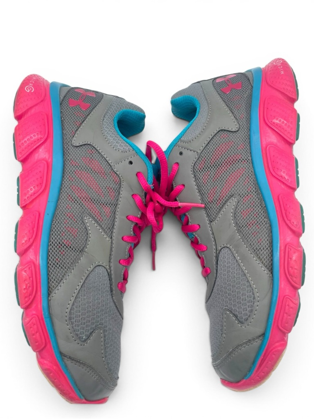 Under Armour Running Shoes Gray Pink Teal Women’s 7 Youth 6Y Athletic - Picture 5 of 10